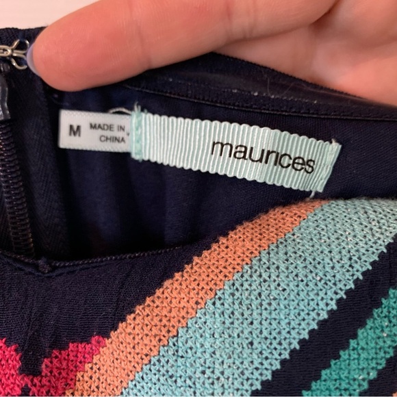 Maurice’s Strapless Aztec Pattern Detail Navy Blue Maxi Dress, Size M - Picture 5 of 12